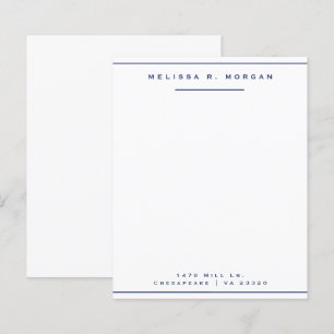 Navy  Professional Name Address Stationery Paper
