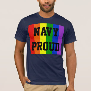 Navy Proud Gay Rainbow Dark T-Shirt