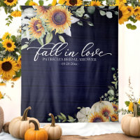 Navy Pumpkin Greenery Fall Bridal Shower Backdrop