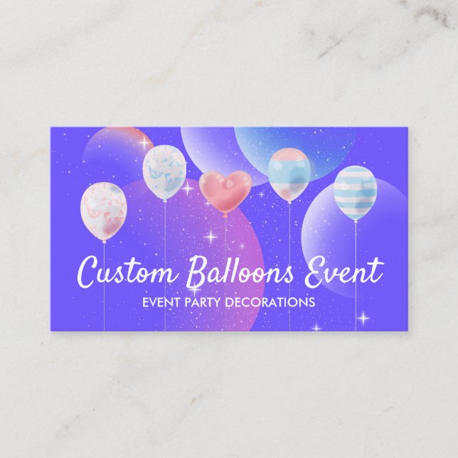 Navy Purple Event Party Planner Decor Balloons Calling Card (Front)