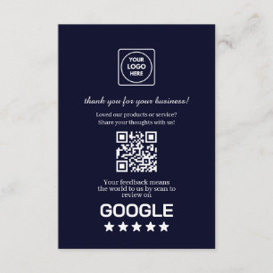 Navy QR Google Review Business Link Enclosure Card