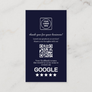 Navy QR   Google Reviews Custom Thank You Link Business Card