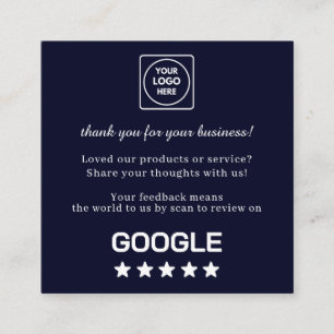 Navy QR   Google Reviews Custom Thank You Link Square Business Card