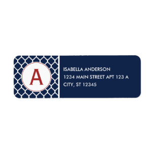 Navy Quatrefoil Monogram