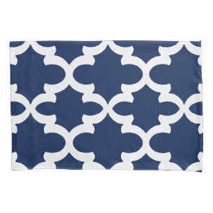 Navy Quatrefoil Pillow Cases