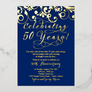 Navy Real Gold 50th Wedding Anniversary