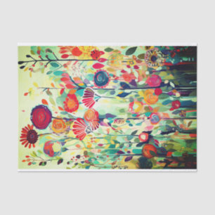 Navy Red Colour Flower Abstract Painting Decoupage Tissue Paper