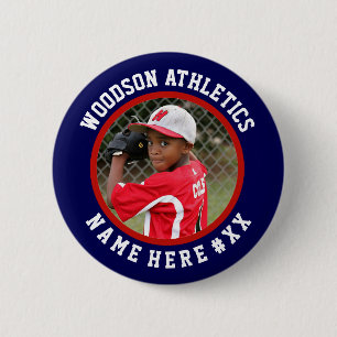 Navy & red custom sports team pin / button