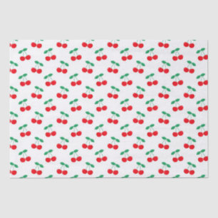 Navy & Red Cute Summer Red Cherries Tissue Paper