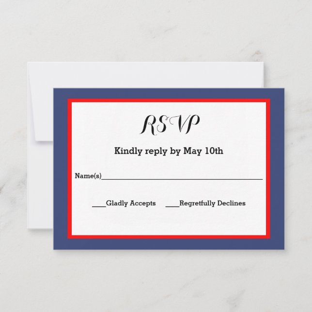 Navy & Red  Frame- RSVP Response Card (Front)