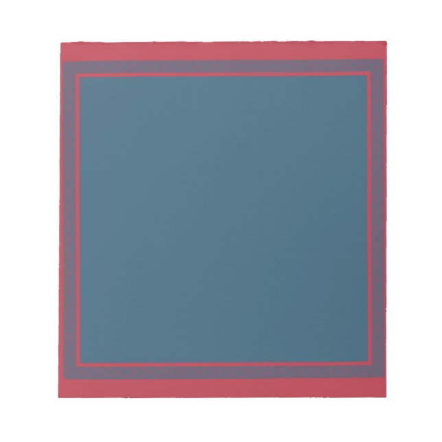 Navy & Red Geometric Border Notepad (Front)