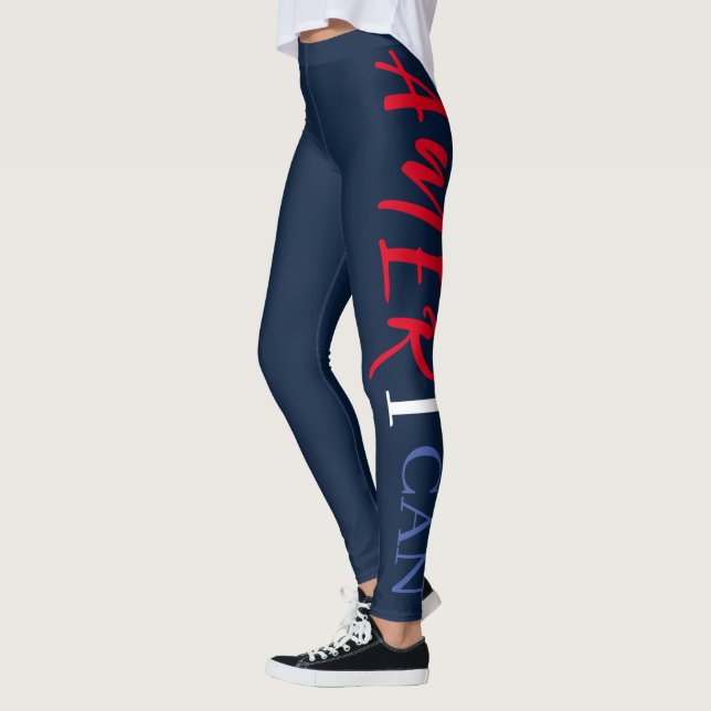 Navy Red White Blue Black Woman African America Leggings (Left)