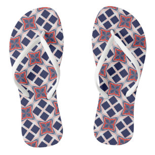 Navy Red White Kaleidoscope Flip Flops