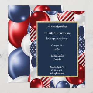 NAVY RED & WHITE PATRIOTIC ELEGANT   INVITATION