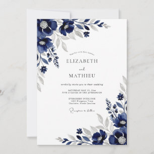 Navy Refined Winter Wedding Invitation