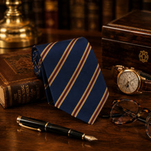 Navy Regimental Stripe Burgundy & Gold Heritage Tie