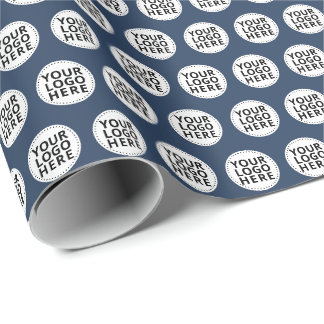 Navy Repeating Business Logo Wrapping Paper