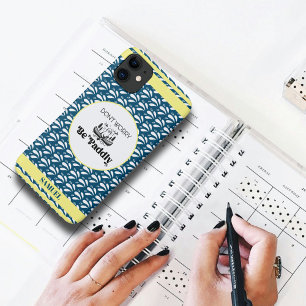 Navy Retro Water Pattern Otter Canoe Custom Name iPhone 11 Case