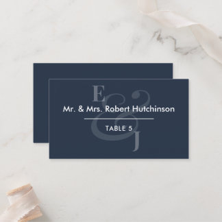 Navy Reverse Ampersand Wedding | Table Seating Place Card