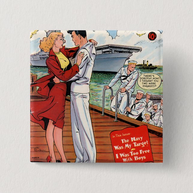 Navy Romance 15 Cm Square Badge (Front)