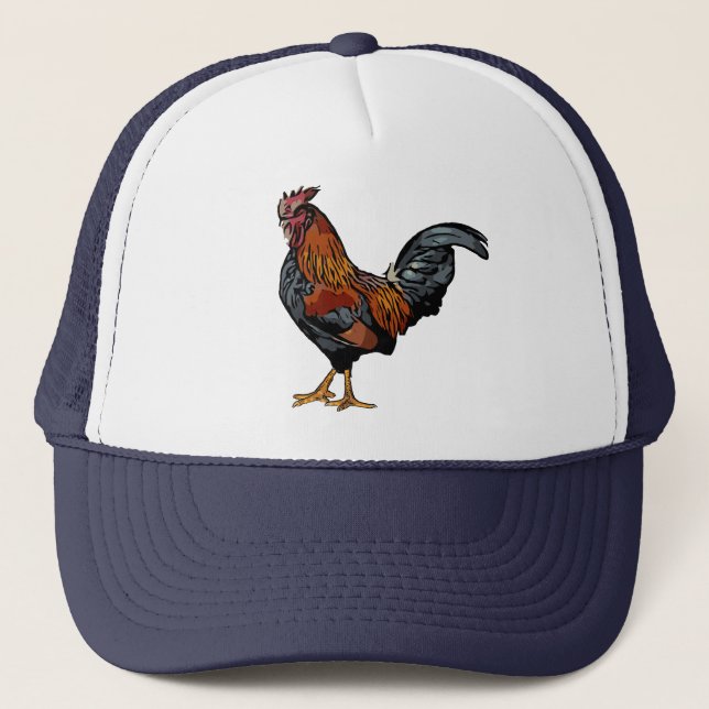 Navy Rooster Trucker Hat (Front)