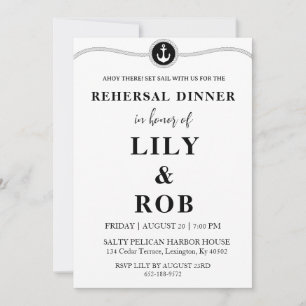 navy rope nautical rehearsal dinner invitations