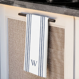 Navy   Rope Stripe Monogram Tea Towel