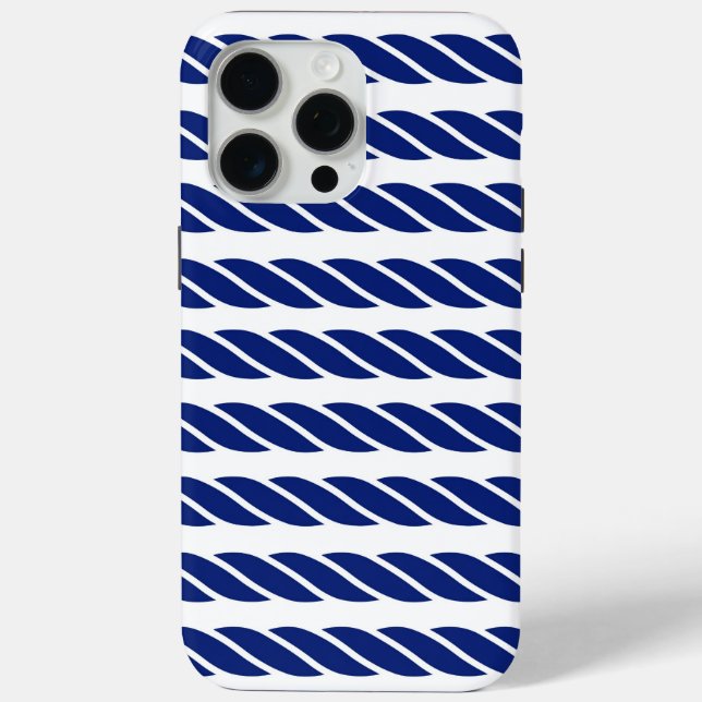 Navy Rope Stripes Nautical Customizable Background Case-Mate iPhone Case (Back)