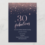 Navy Rose Gold 30th Birthday Invitation<br><div class="desc">Navy blue & rose gold glitter 30th birthday invitation.

Please contact me if you need any customisation or matching products.</div>