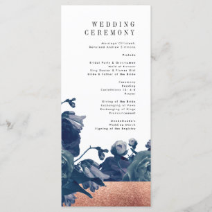 Navy Rose Gold Bouquet Wedding Program Programme