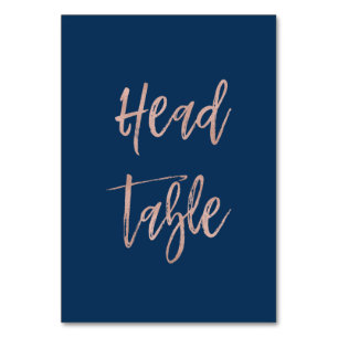 Navy & Rose Gold Chic Wedding Head Table Number