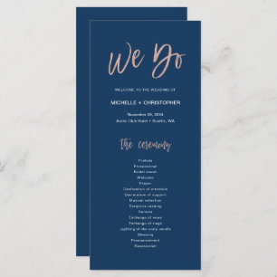 Navy & Rose Gold Glam Chic We Do Wedding Program Programme