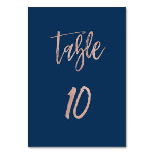 Navy & Rose Gold Glam Chic Wedding Table Number 10
