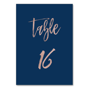 Navy & Rose Gold Glam Chic Wedding Table Number 16