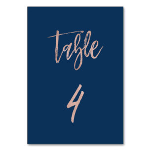 Navy & Rose Gold Glam Chic Wedding Table Number 4