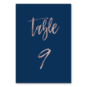 Navy & Rose Gold Glam Chic Wedding Table Number 9