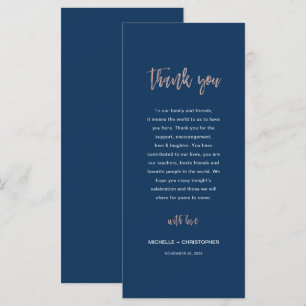 Navy & Rose Gold Glam Chic Wedding Thank You Card 