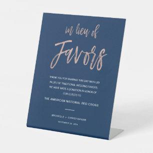 Navy & Rose Gold Wedding In Lieu Of Favours Sign