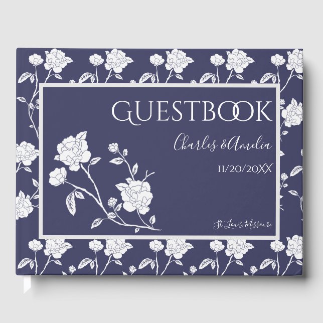 Navy Rose Wedding Guest Book (Front)