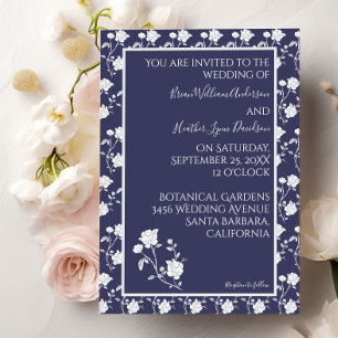 Navy Rose Wedding Invitation