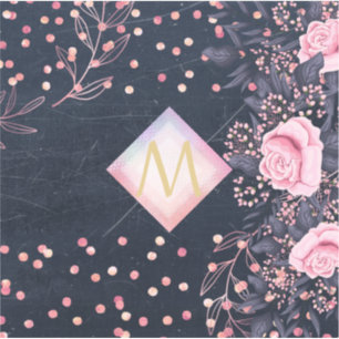 Navy Rosegold Monogram Gifts Girly Floral Pink