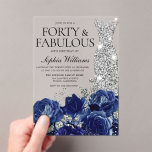 Navy Roses Diamond Gown 40th Birthday Party Acrylic Invitations<br><div class="desc">Navy Roses Diamond Gown 40th Birthday Party 40 and Fabulous Acrylic Invitation

See matching collection in Niche and Nest Store

Many thanks</div>