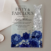 Navy Roses Diamond Gown 50th Birthday Party