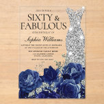 Navy Roses Diamond Gown 60th Birthday Party Acrylic Invitations<br><div class="desc">Navy Roses Diamond Gown 60th Birthday Party Fabulous Acrylic Invitation

See matching collection in Niche and Nest Store

Many thanks</div>