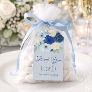 Navy Royal Bue Wedding Watercolor Ivory Favours Gift Tags