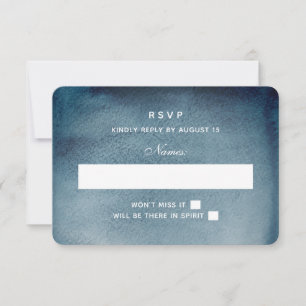 Navy rsvp. Watercolor blue modern wedding. Winter RSVP Card