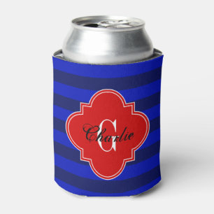 navy Rugby Stripe Red Can Cooler