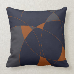 Navy & rust abstract C Cushion