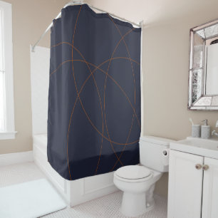 Navy & rust abstract I Shower Curtain