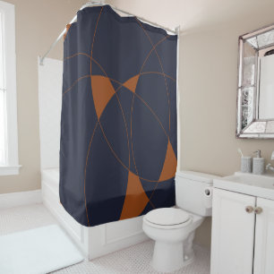 Navy & rust abstract II Shower Curtain